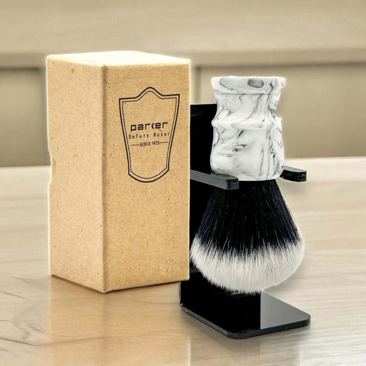 Parker Safety Razor, The Arctic Storm Ultra Soft Synthetic Shaving Brush With Stand