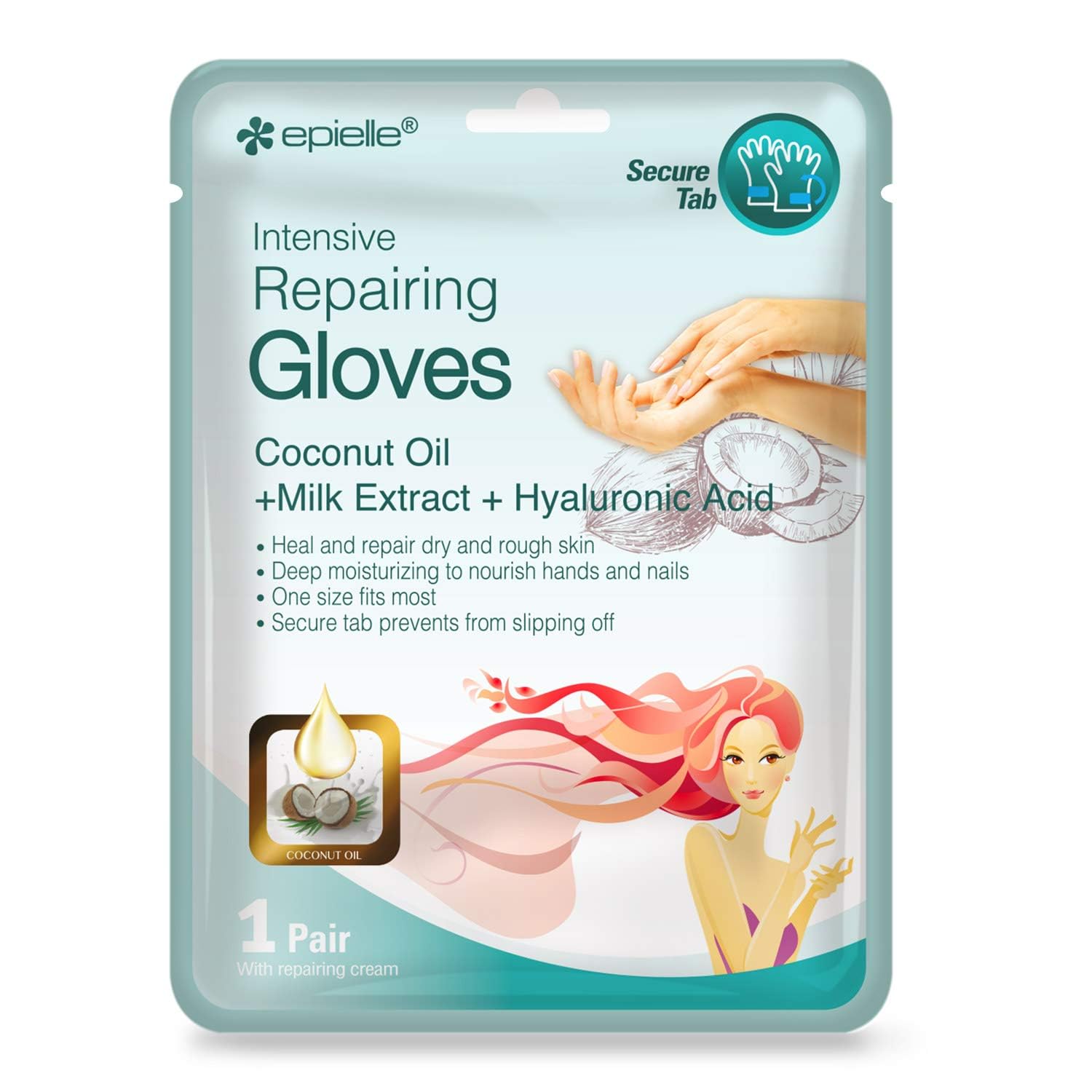 Epielle Intensive Repairing Hand Masks (Gloves-6Pk) For Dry Hands Spa Masks Hand Cream & Lotion | Coconut Oil + Milk Extract + H
