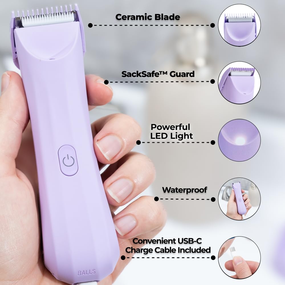 Balls V3 The Archibald - Bikini Trimmer For Women For Pubic Hair & Body - No Cuts, 100% Waterproof, Cordless - Mauve - Shaver Fo