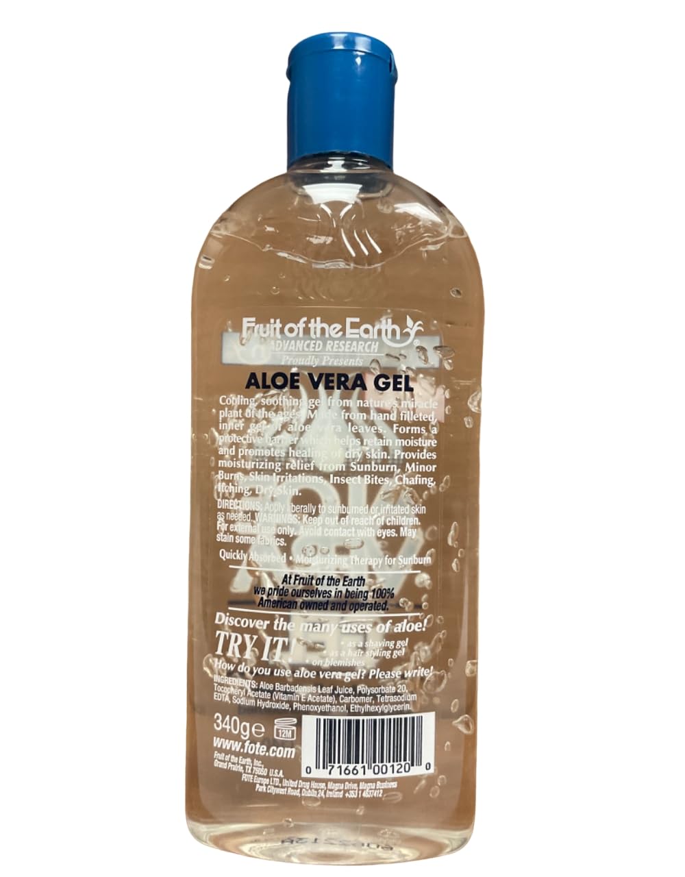 71661000120 Part# 71661000120 - Gel Moisturizing Aloe Vera 100% 12Oz Ea By Fr...