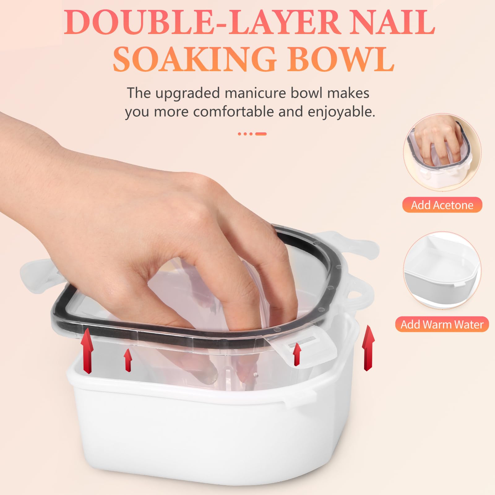 Nail Soaking Bowl, Soak Off Gel Polish Dip Powder Remover Hand Acetone Nail Soak Off Bowl Manicure Bowl With Triangle Cuticle Pe