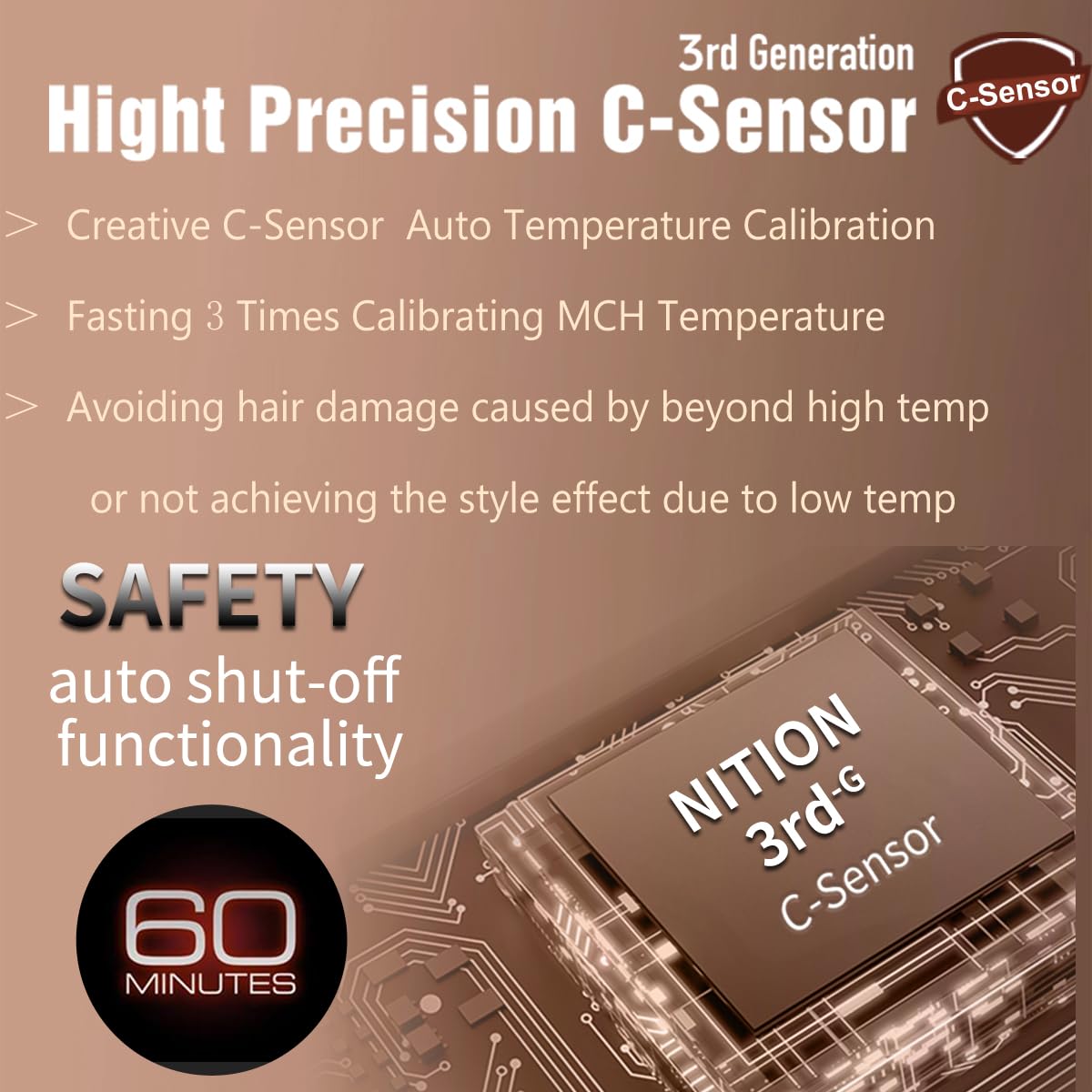 NITION Ceramic Tourmaline Flat Iron for Hair LCD 1'' Hair Straighteners MCH Fast Heating UP Healthy Smooth Straightening Styling