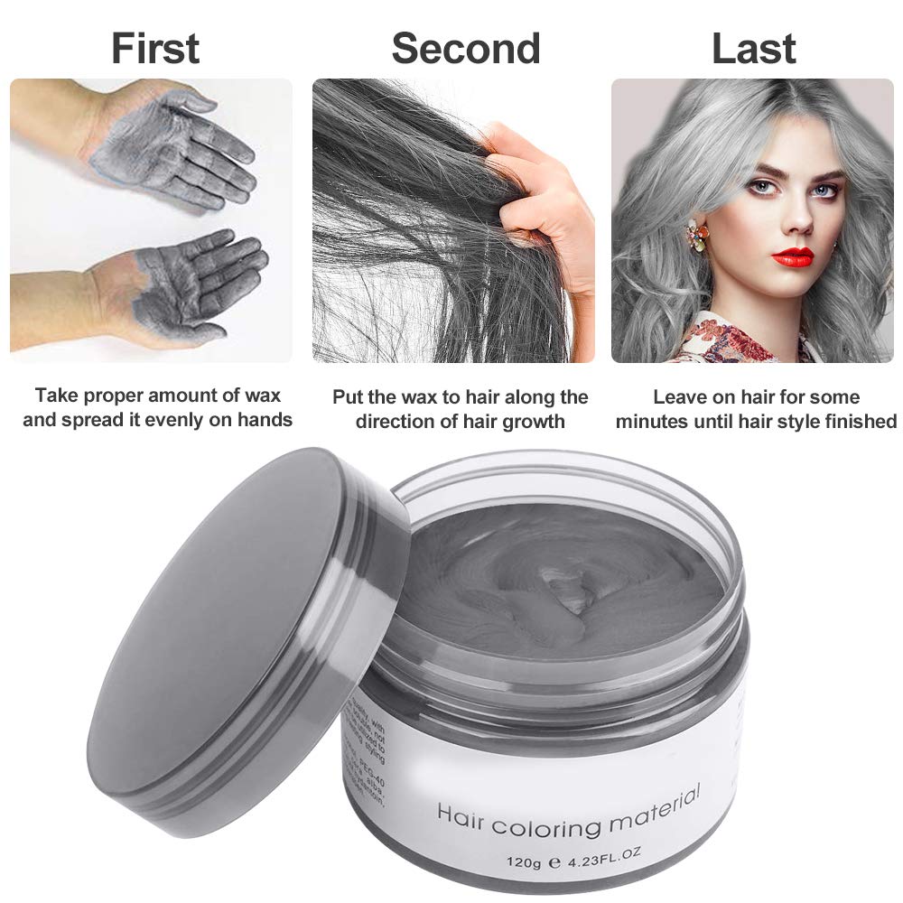 Yhmwax Fashion Silver Gray Hair Wax Pomade - Colorful Disposable Natural Hair Styling Gel For Party, Cosplay, Masquerade