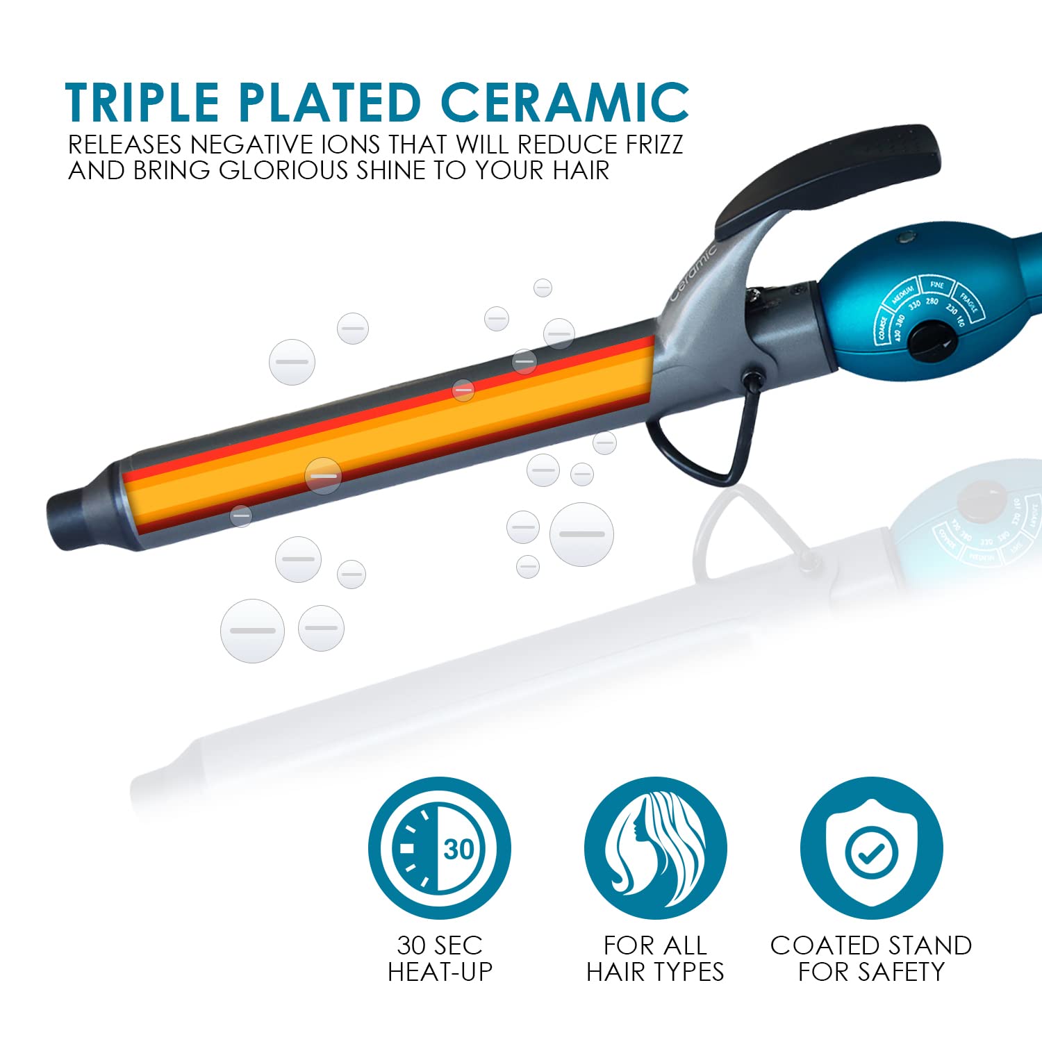 Mr Big Junior Hair Curling Iron Wand - The Longest Xl Styling Curling Irons For Long Hair On The Market, Change Flat Bed Head Ha