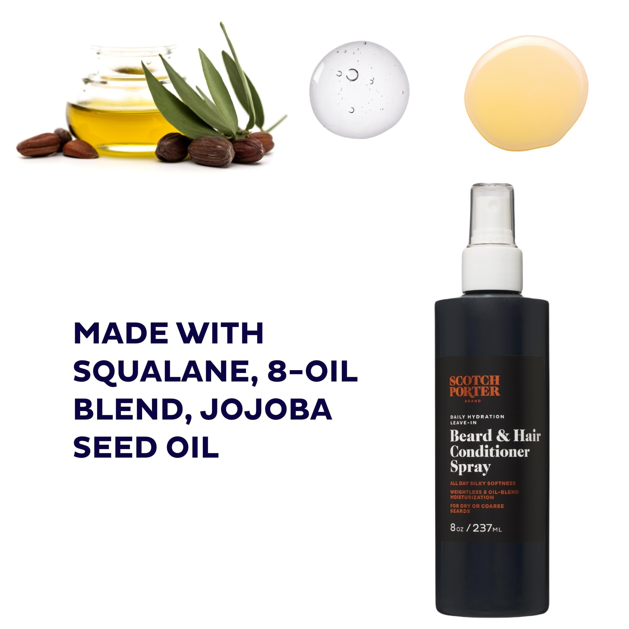 Scotch Porter Leave-In Conditioner Spray For Men | Daily Hydration Leave-In Beard & Hair Conditioner Spray | Non-Toxic Ingredien