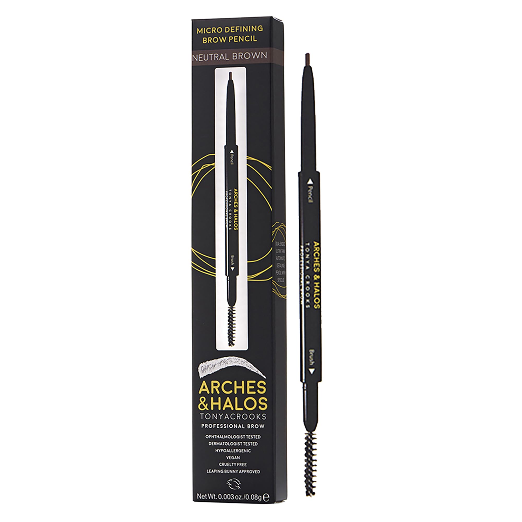 Arches & Halos Micro Defining Brow Pencil - Fuller and More Defined Brows - Long-Lasting, Smudge Proof, Rich Color - Dual Ended 