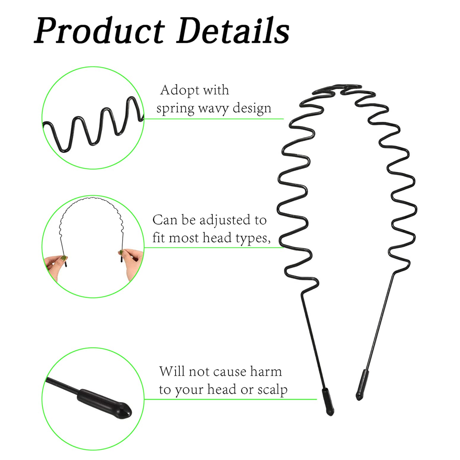 Kelubatu Metal Headbands Men'S Hair Bands Women'S Fashion Headbands Summer Outdoor Wavy Teeth Sports Headbands Black Fashionable