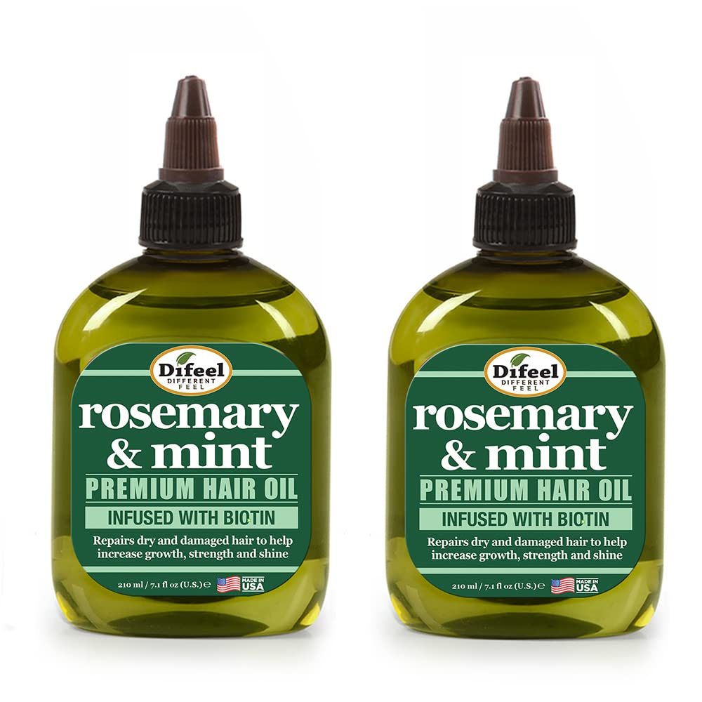 Difeel Rosemary and Mint Premium Hair Oil with Biotin 7.1 oz. (PACK OF 2) - Made with Natural Mint & Rosemary Oil for Hair Growt