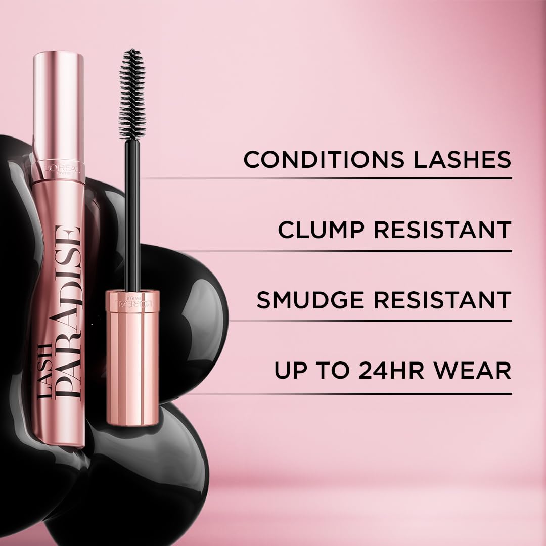 Lor  Al Paris Makeup Voluminous Lash Paradise Mascara, Voluptuous Volume, Intense Length, Feathery Soft Full Lashes, No Flaking,
