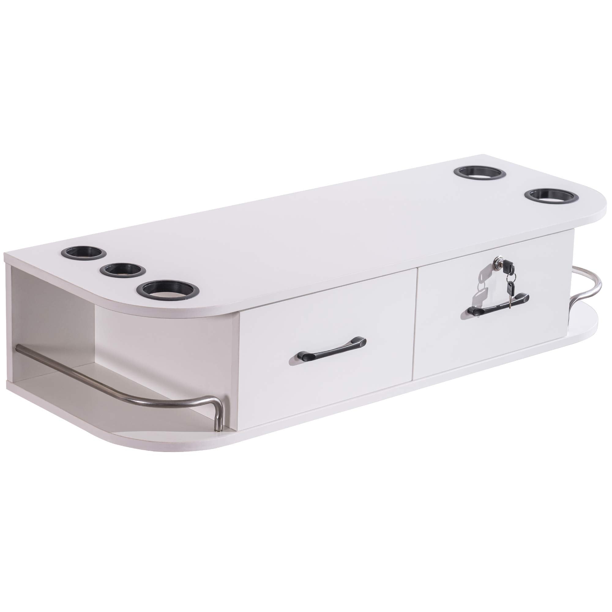 BarberPub Beauty Locking Wall Mount Styling Station Barber Beauty Spa Salon Equipment 6154-5012 (White)