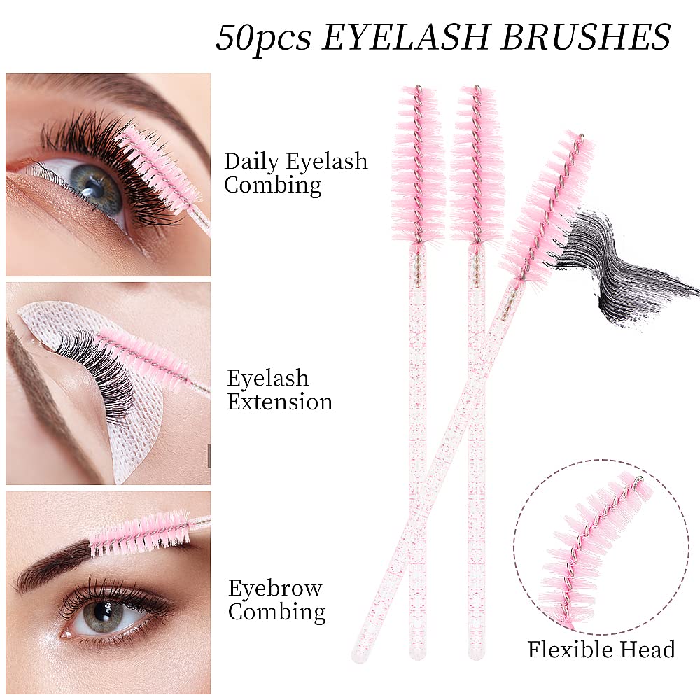 200Pcs Eyelash Extension Supplies Kit,Disposable Lash Spoolies Brushes Micro Swab Brushes Mascara Wand Lip Brushes For Eyelash E