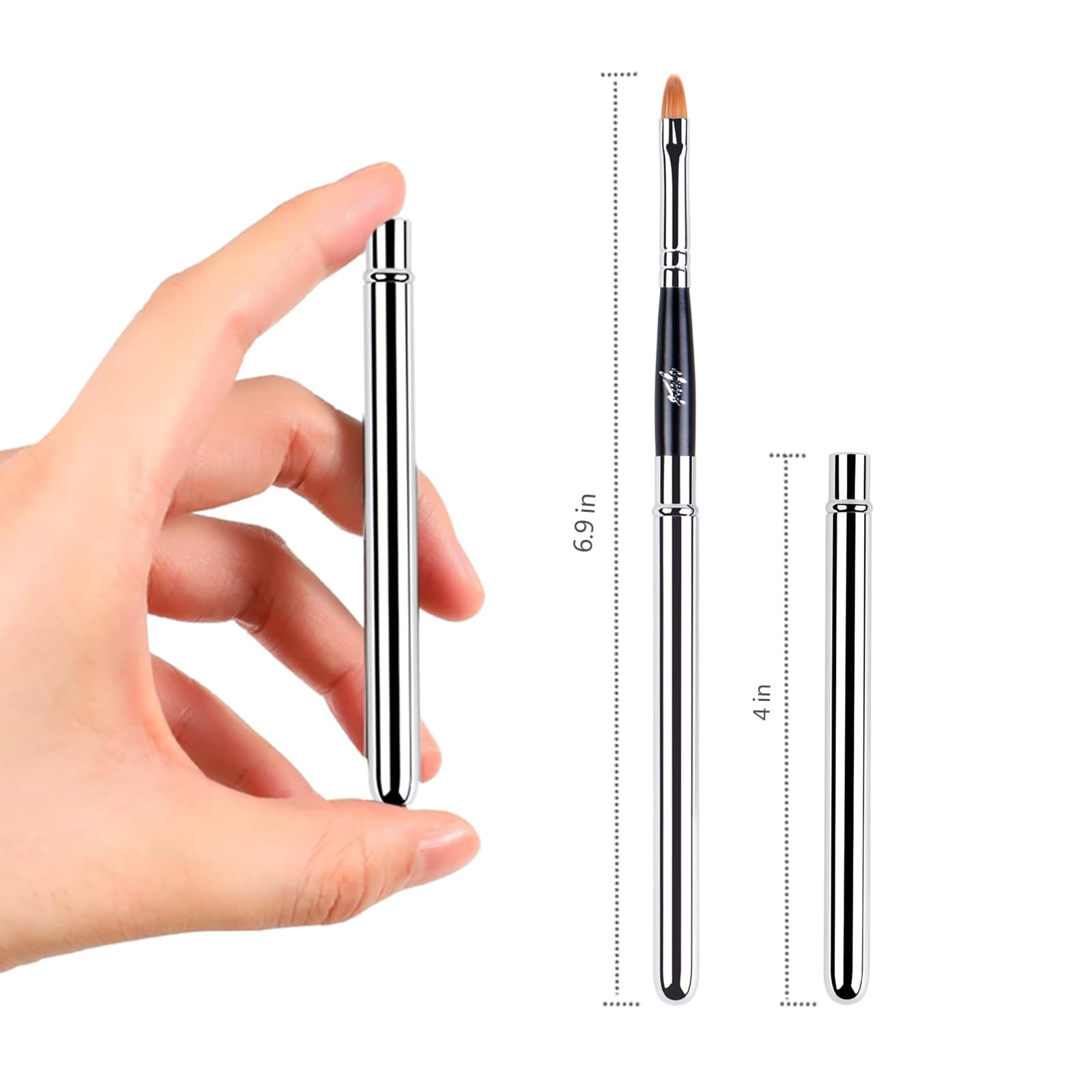 Generic Professional Lip Makeup Brushes For Lipstick Lip Gloss,Exquisite In Clude Lid, Silver