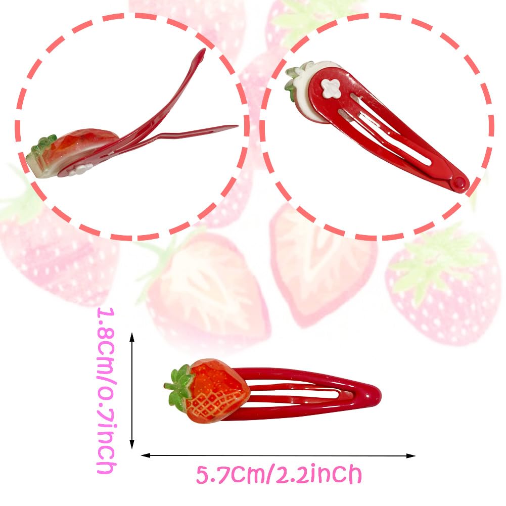 Kesvila 20 Pcs Strawberry Snap Hair Clips - Cute Hair Accessories for Girls & Women, Fruit Hair Barrettes in Strawberry A Color