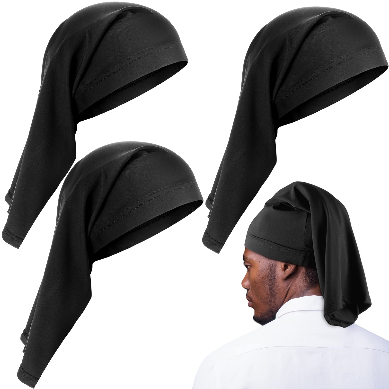 3 Pieces Satin Lined Dread Loc Cap Long Braid Cap Elastic Dreadlock Tube Sock for Full Cover Hair Stocking Night Sleep Bonnet (B