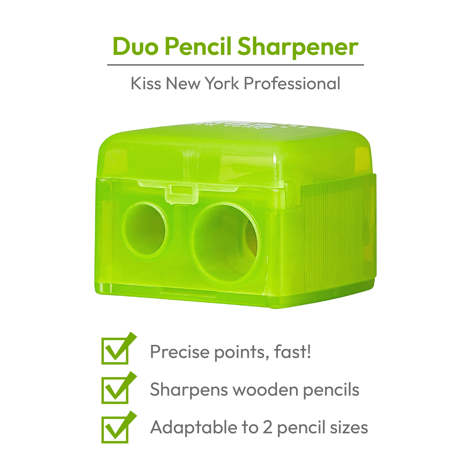 Kiss New York Professional Duo Pencil Sharpener, Convenient, Essential Tool For Eye Liner, Lip Liner, Sharpens, Easy To Clean, C