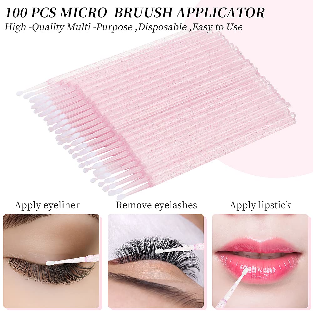 200Pcs Eyelash Extension Supplies Kit,Disposable Lash Spoolies Brushes Micro Swab Brushes Mascara Wand Lip Brushes For Eyelash E