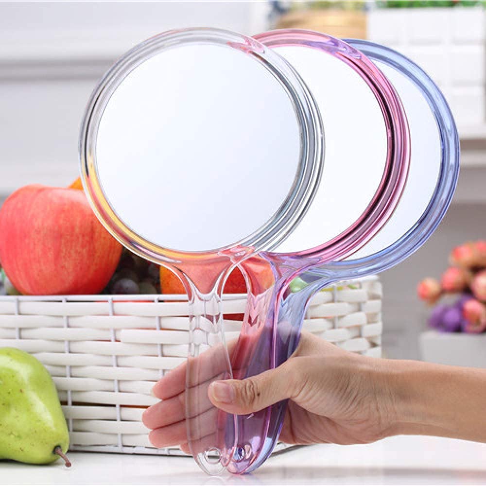 Topyhl Makeup Hand Mirror, Double-Sided 3X 1X Magnifying Large Travel Handheld Mirror Cosmetic Mirror Acrylic Clear Finish Round