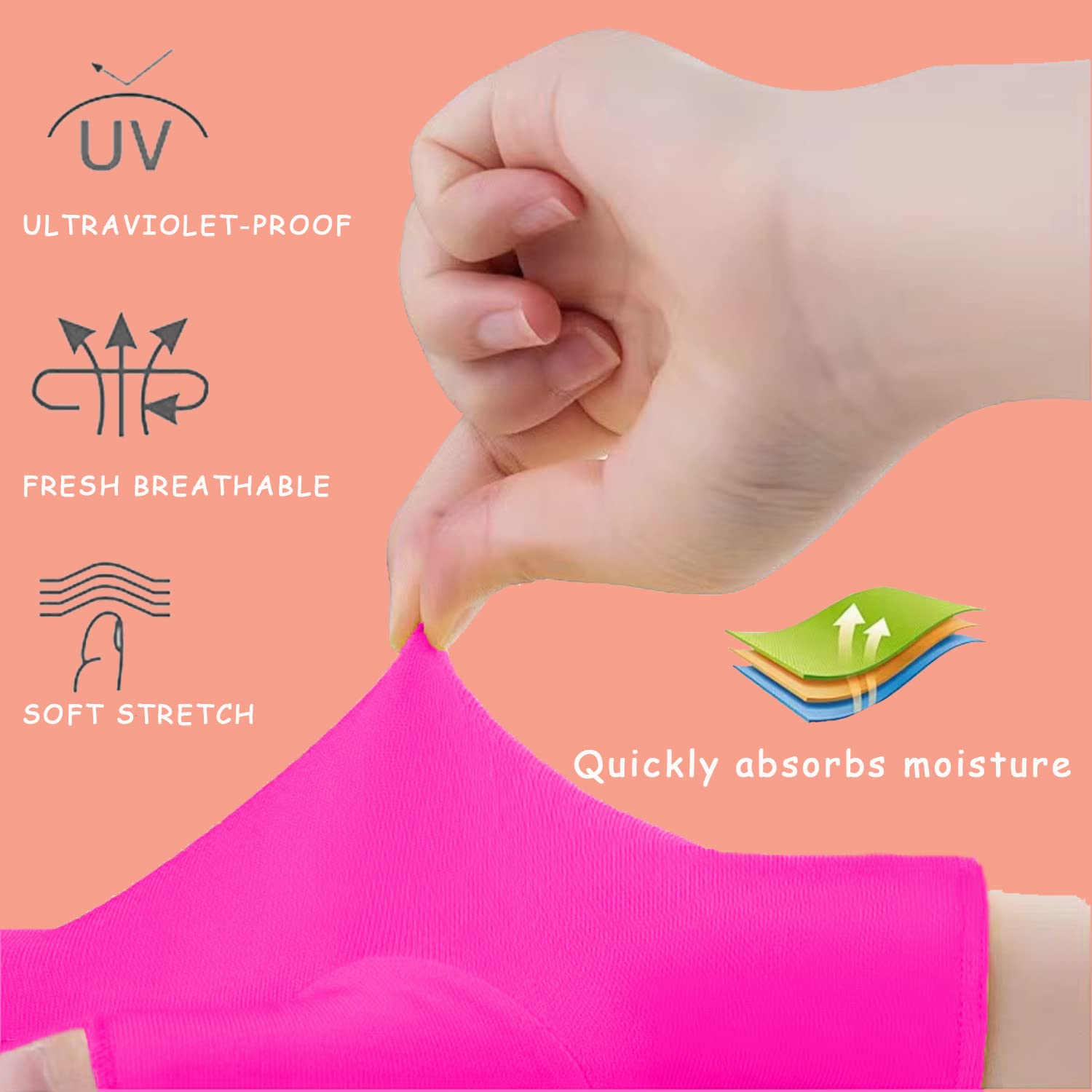 Cooslim Anti Uv Gloves For Gel Nail Lamp, Upf50+ Protection Gloves For Manicures, Uv Sun Protection Gloves For Women-Rose