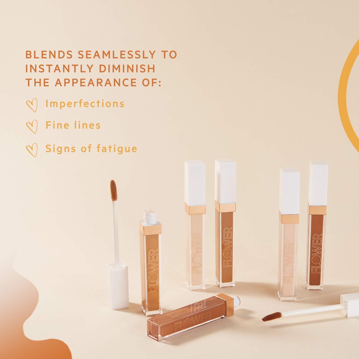 Flower Beauty Light Illusion Full Coverage Concealer- Diffuse Dark Under Eye Circles, Weightless Formula, Crease Proof Makeup (L