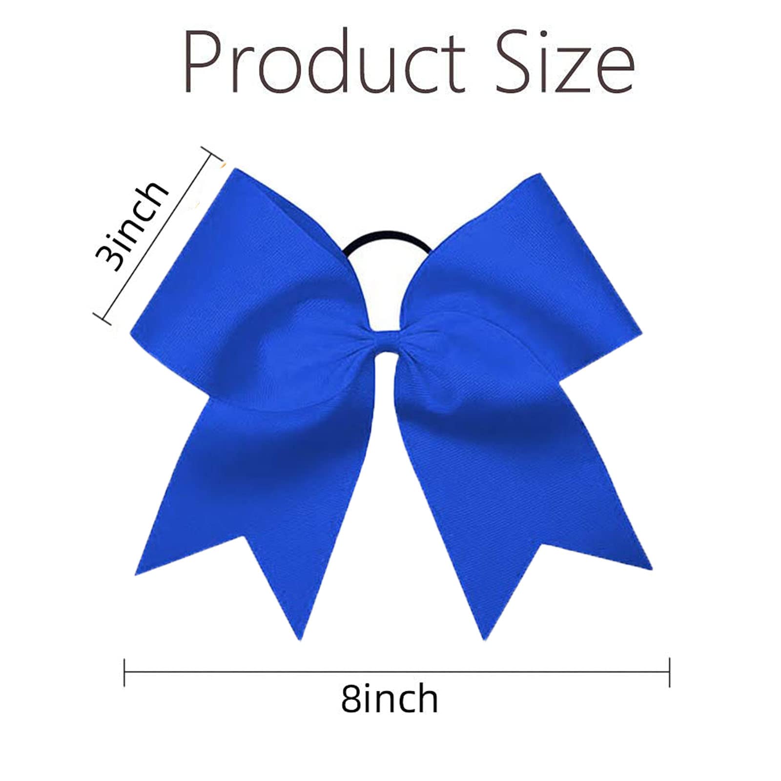 Oaoleer 21Pcs 8'' Large Cheer Bows Royal Blue Bows Jumbo Cheerleader Bow With Ponytail Holder Elastic Band Handmade For Cheerlea