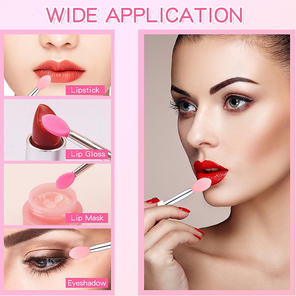 Mekupeu 30Pcs Reusable Lipstick Applicator Brush,Lipstick Brushes With Cap Lip Applicator Brushes Makeup Beauty Gloss, Cream, Ey