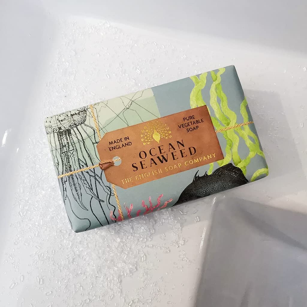 The English Soap Company Anniversary Wrapped Soap Bar, Luxury Seaweed Shea Butter Soap Bar, Exfoliating Soap Bar For Face And Bo