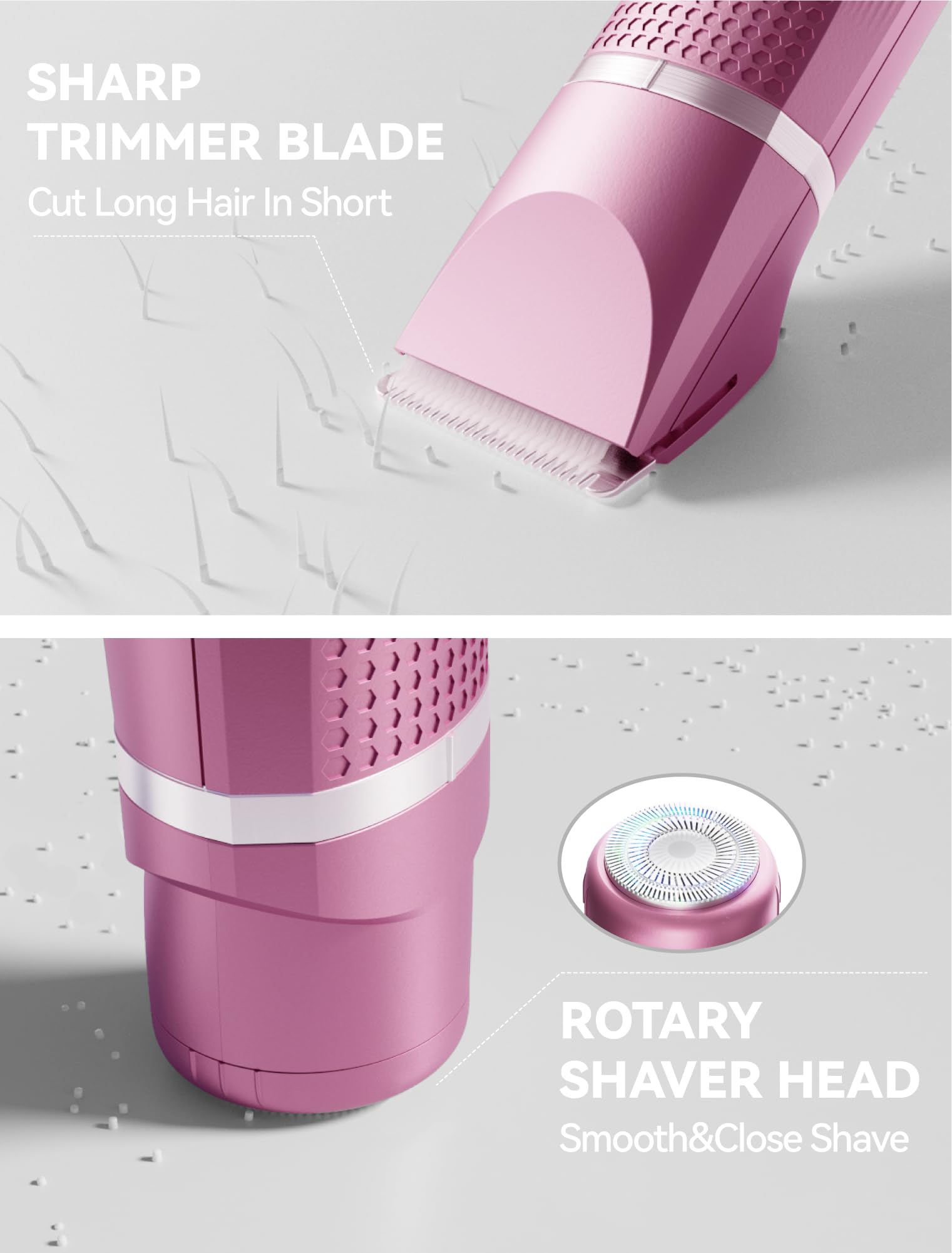 Unibono 3-In-1 Electric Razor For Women - Waterproof Women Bikini Trimmer,Rechargeable Electric Shaver For Women,Pubic Hair Trim