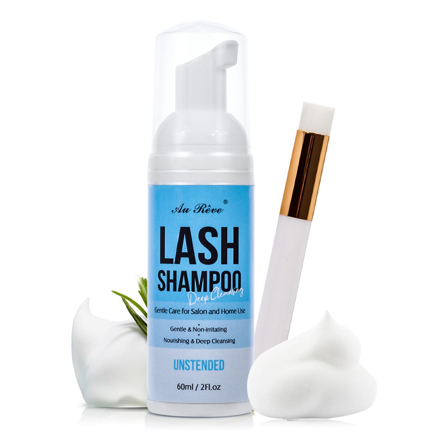 Lash Shampoo for Lash Extensions 60 Ml/2fl.oz Eyelash Extension Cleanser Oil Free Lash Cleanser for Eyelash Care, Gentle Foaming