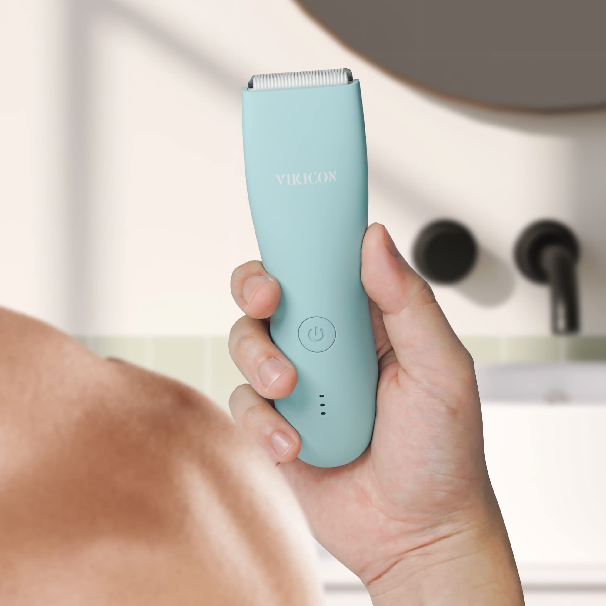 Vikicon Body Groomer For Men: Waterproof Groin & Pubic Hair Trimmer Electric Body Shaver With Charging Dock And 1.5Mm Close Shav