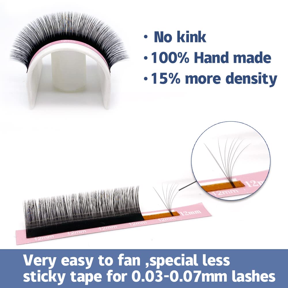 Qeelasee Faux Mink Silk Eyelash Extensions 0.03Mm Dd Curl 15Mm Semi-Permanent Individual Lashes Extension Professional Salon Use