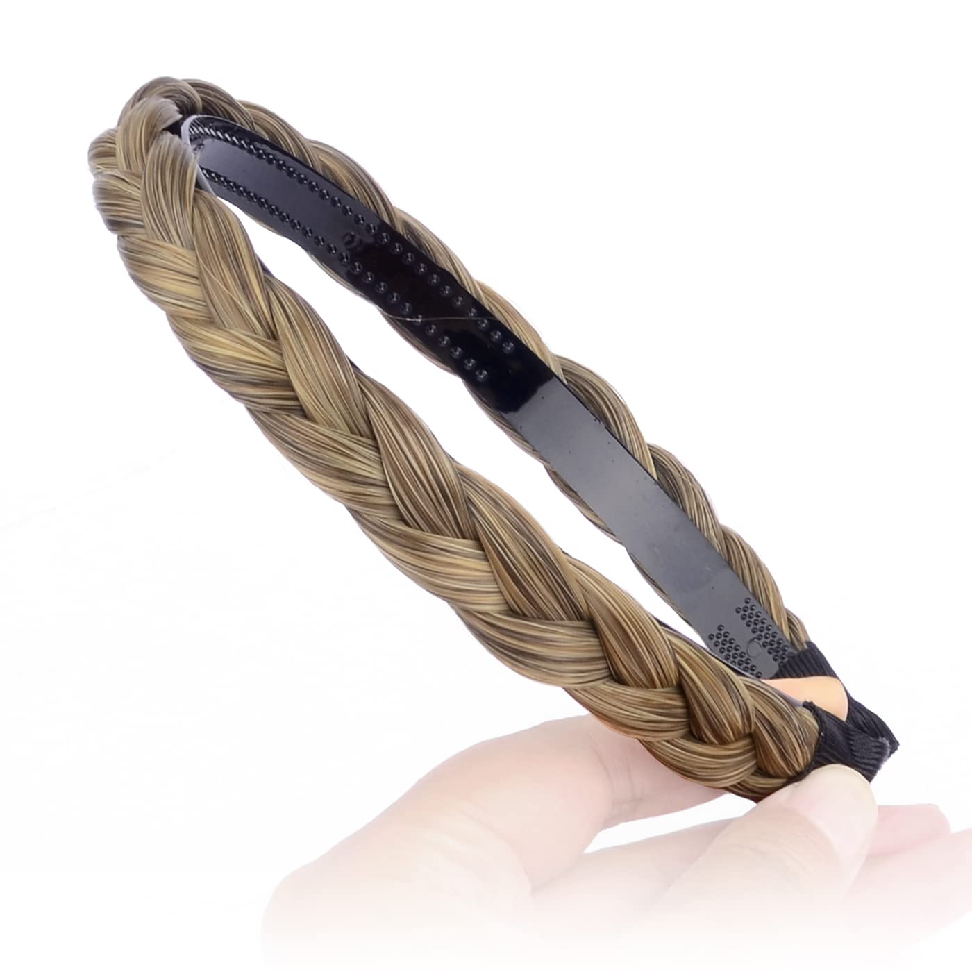Gledola Braided Headband With Teeth Braids Hairband With Tooth Synthetic Hair Band Plaited Hairband For Women (Dark Blonde)