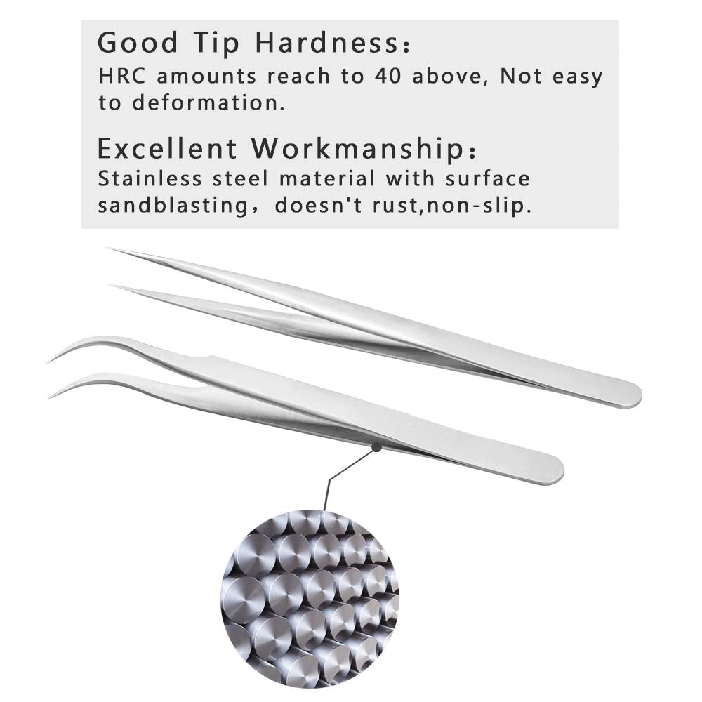 Emeda Eyelash Extension Tweezers 2 Pieces Vetus Straight And J Curved Tweezers For Eyelash Extensions Precision Lashing Tweezers