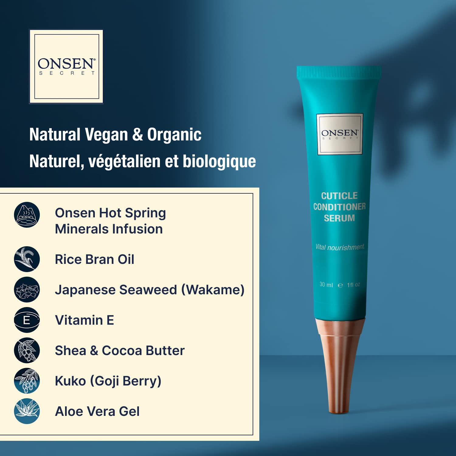 Onsen Cuticle Cream w/Nail Cuticle Oil | Cuticle Softener with Japanese Natural Healing Minerals | Nail Care Serum to Soothe, Re