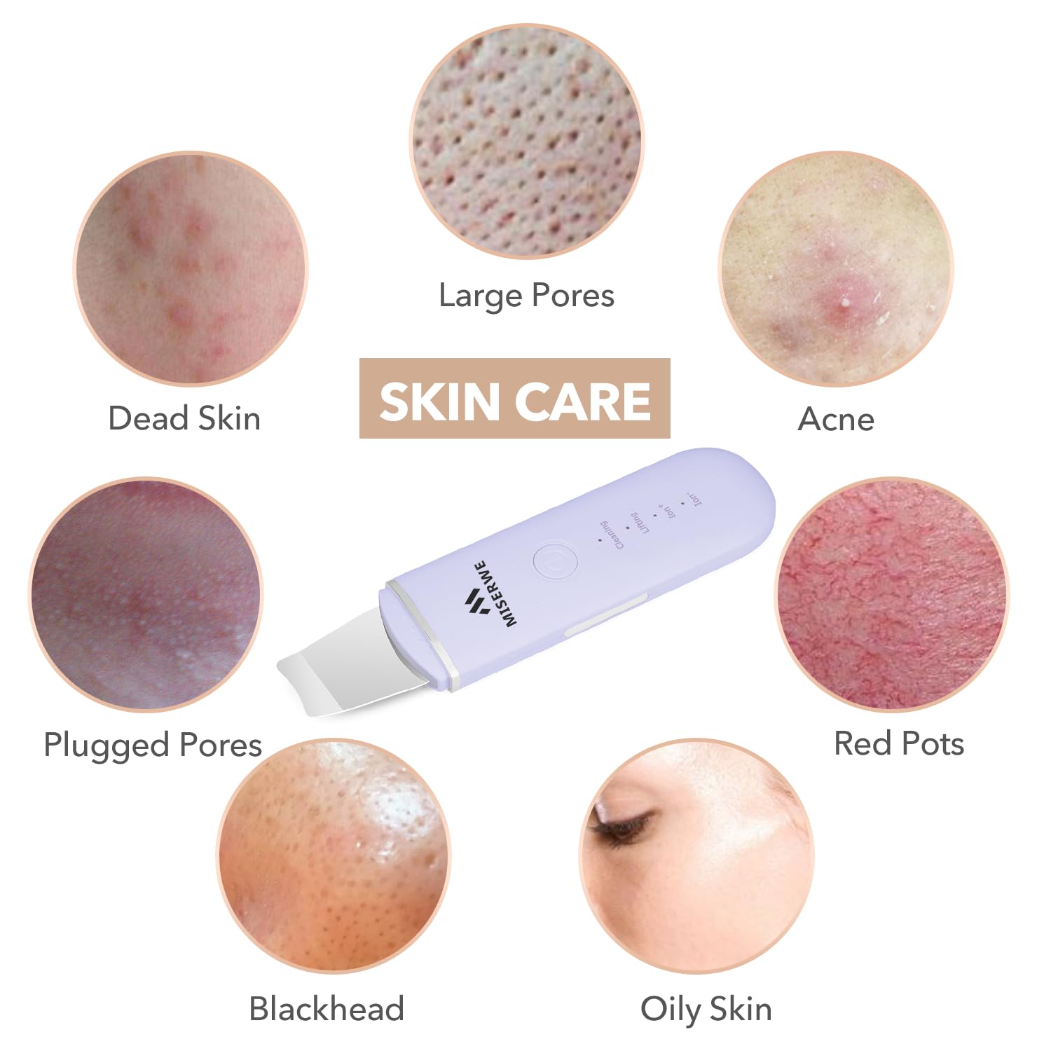 Skin Scrubber Face Skin Spatula Facial Scrubber Spatula For Deep Cleansing Blackhead Remover Pore Cleaner With 4 Modes (Purple)