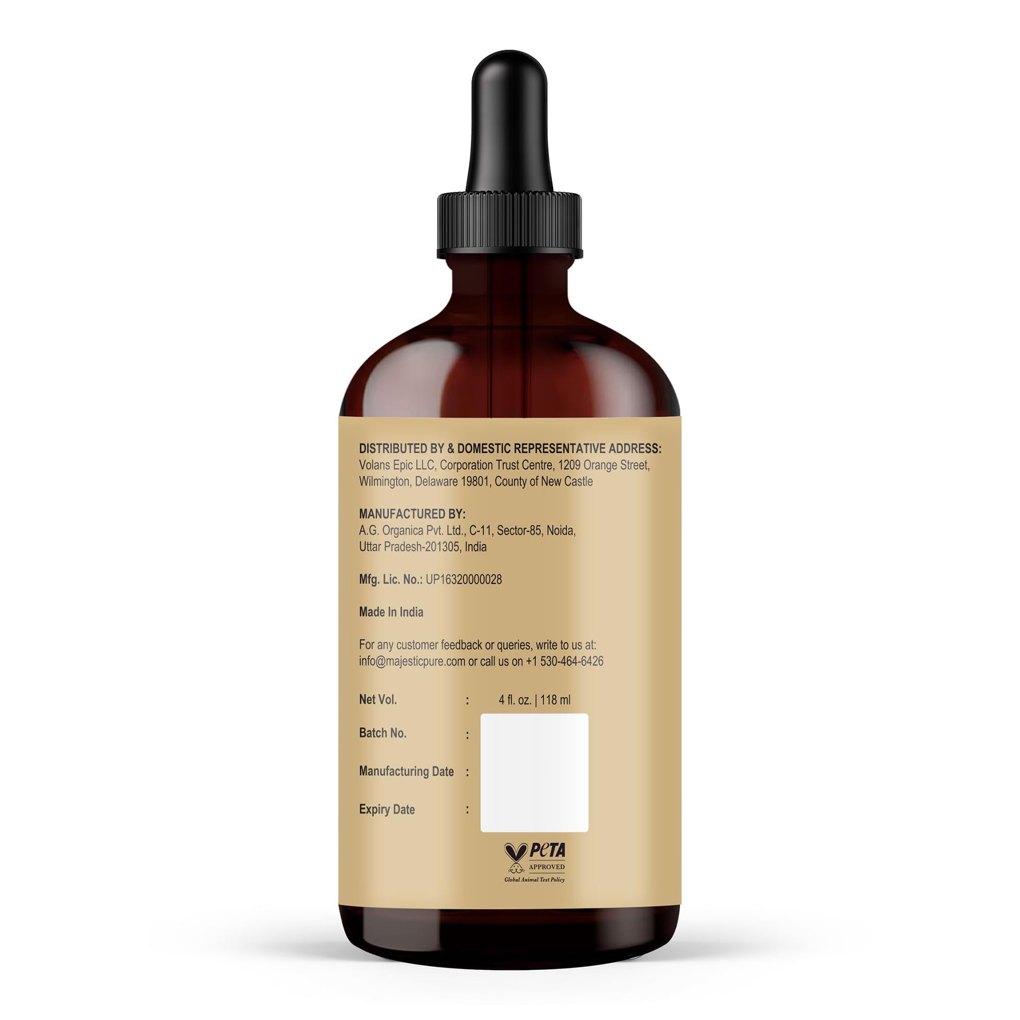 Majestic Pure Batana Oil For Hair Growth | Moisturizes Scalp & Hair | Nourishing & Volumizing | 100% Pure & Natural | Peta Certi