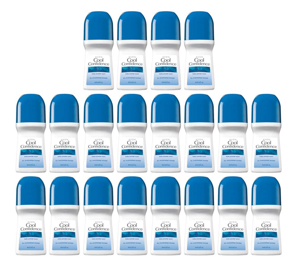 Avon Cool Confidence Baby Powder Roll-On Anti-Perspirant Deodorant 2.6 Oz (20-Pack)