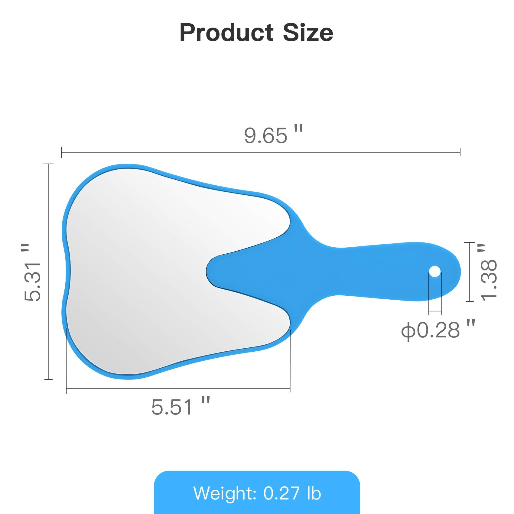 Annhua Handheld Mirror Small With Handle Blue, Hand Mirror Tooth-Shaped Kids Makeup Mirror Cute For Salon|Barber|Hairdressing -