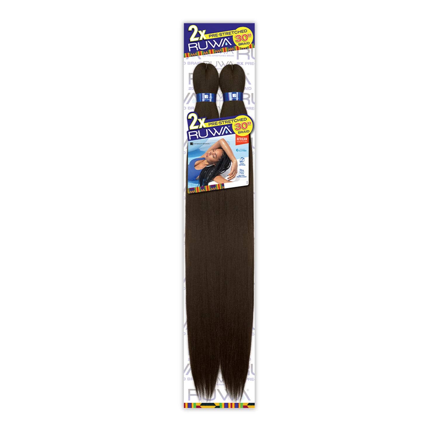 Sensationnel Pre-Stretched Ruwa Braids Hairextension - Yaki Texture Water Repellent Kanekalon Aquatex High Heat Synthetic Braidi