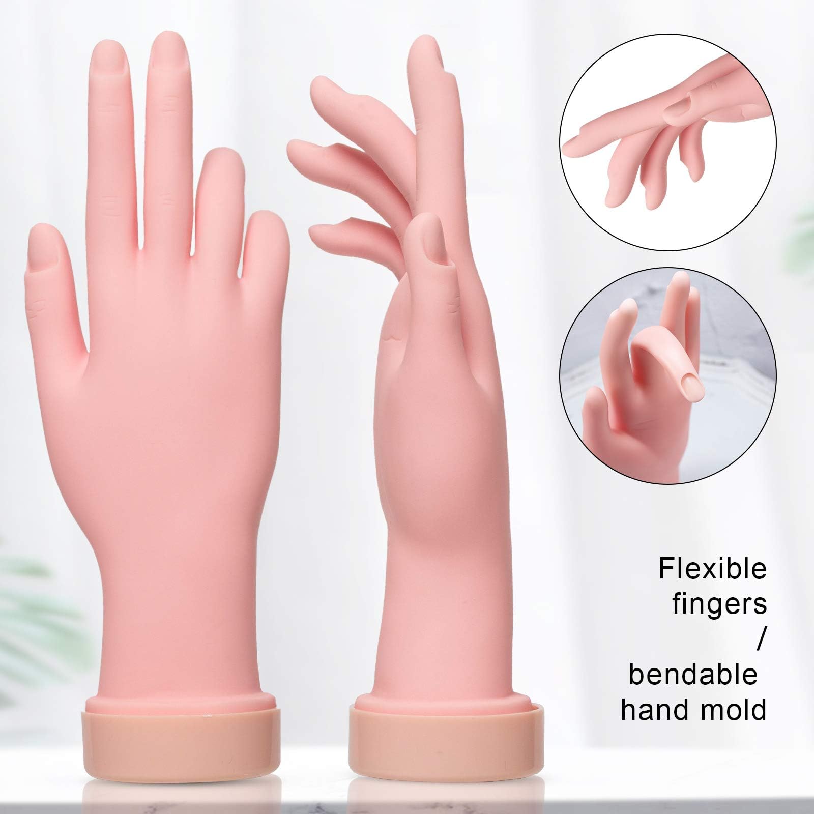 Aoraem Nail Trainning Hand Flexible Soft Practice Plastic Mannequin Hand Nails Tips Art Trainer Manicure Practice Hand Tool