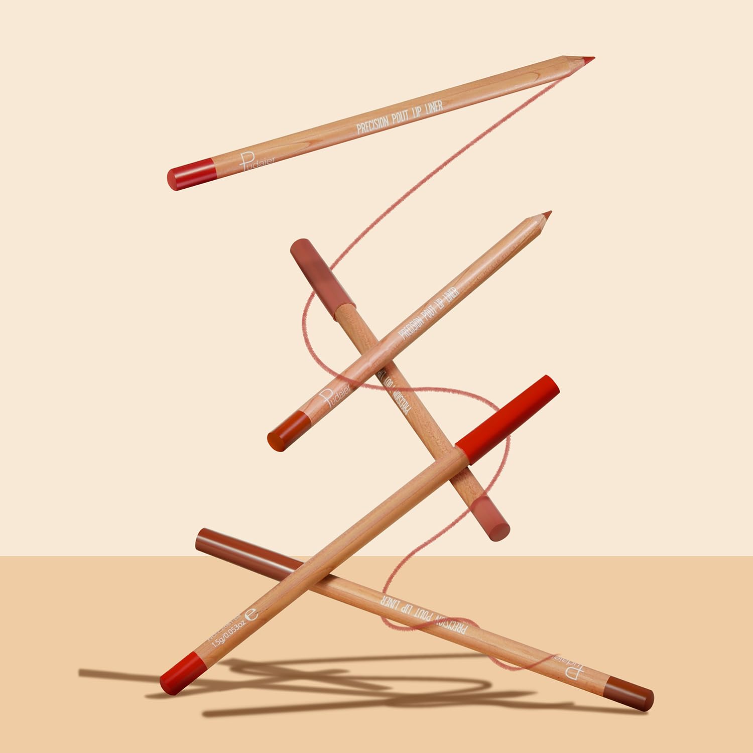 Espoce Lip Liner Set, 12Pcs Pure Natural Oak Brown Pink Red Series Lip Liners, Smooth And High Pigmented Lip Makeup Pencil