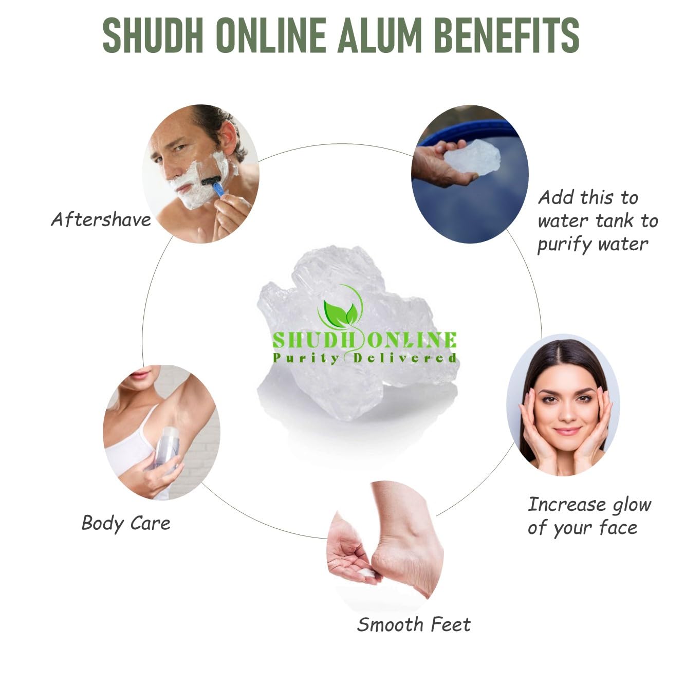 Alum Stone Organic For Face (3.5 Oz - 0.2 Lb) Piedra De Alumbre Para Lavado Intimo - Natural Fitkari Stone For Shaving - Phitkar
