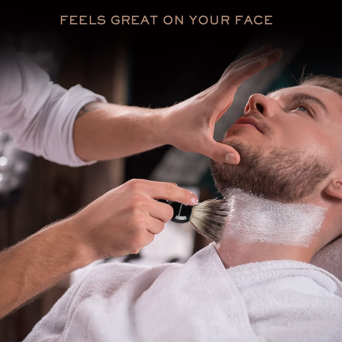 Perfecto 100% Original Pure Badger Shaving Brush, Engineered For The Best Gift For Him. All Methods, Safety Razor, Double Edge R