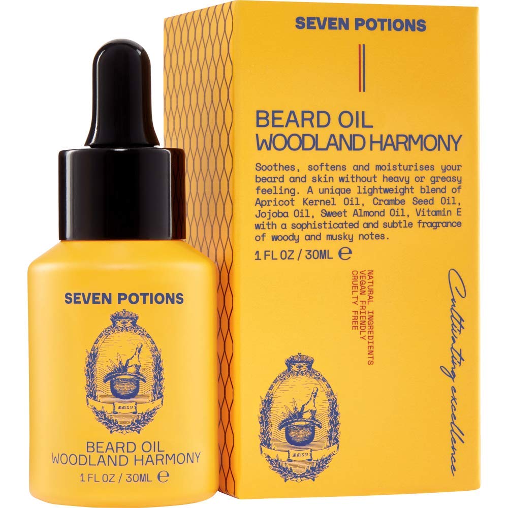 Seven Potions Beard Oil 1 Fl Oz Sweet And Woody Scented Beard Softener. Stops Beard Itch. Natural, Vegan, Beard Conditioning Oil