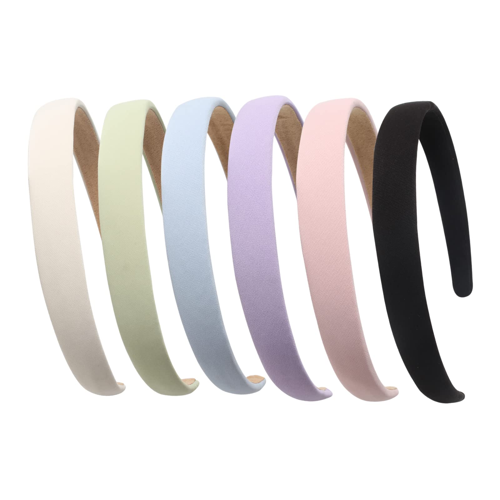 Solid Simple Headbands for Women 0.7inch Plain Soft Fabric Hairbands No Slip Fashion Cute Hair Bands for Girls Pack of 6 (Color 