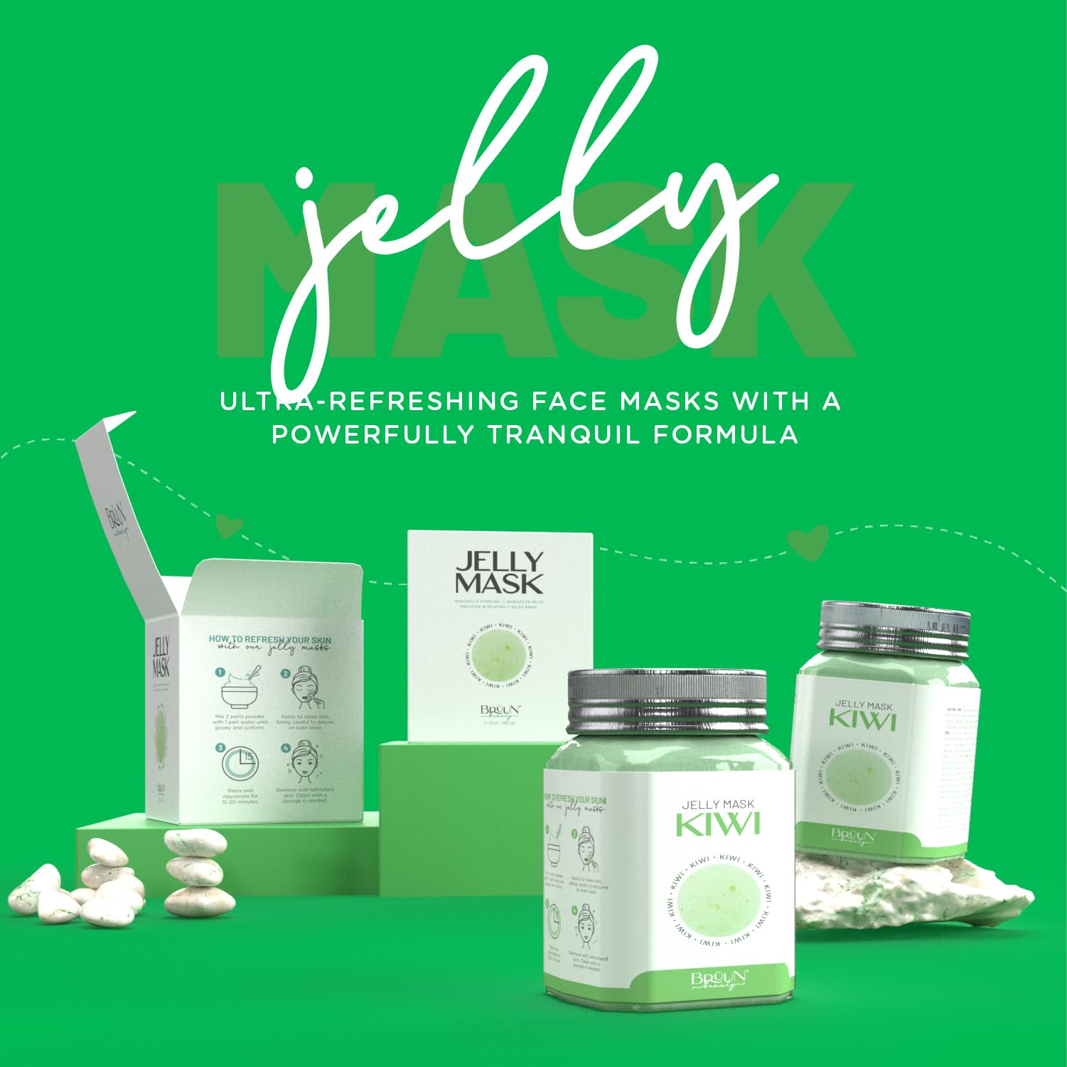 Brun Peel-Off Kiwi Jelly Mask For Face Care - A 23 Fl Oz Rubber Mask Jar For 30 To 35 Treatments - A Skin Care Moisturizing Gel