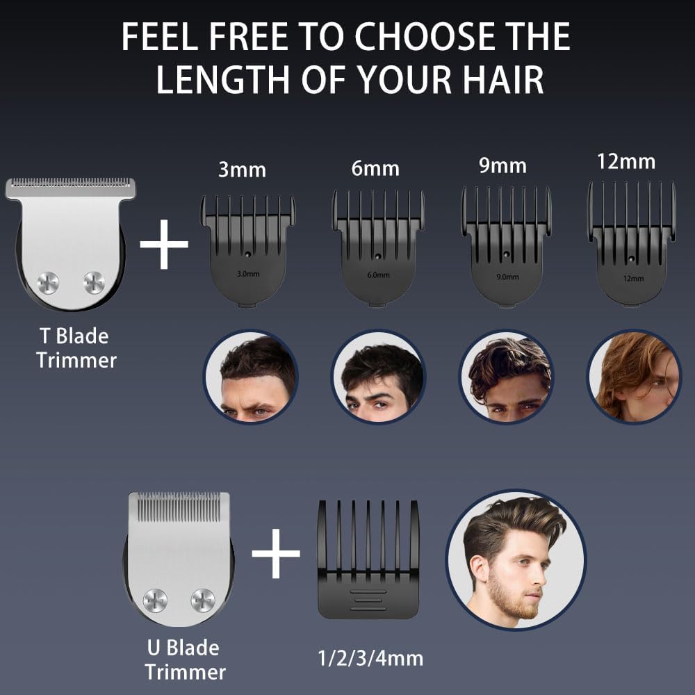 7D24Hcare Beard Trimmer For Men - 5 In 1 Kit Electric Razor, Nose Hair Trimmer With Led Display, Cordless Mustache Body Face Gro