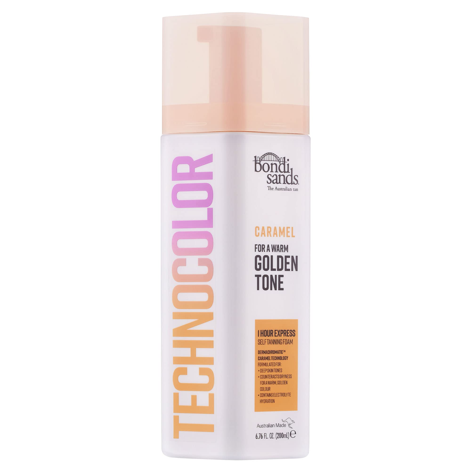 Bondi Sands Technocolor Caramel 1 Hour Express Self Tanning Foam|Best for Deep Skin Tones Looking to Achieve a Warm, Golden Tone