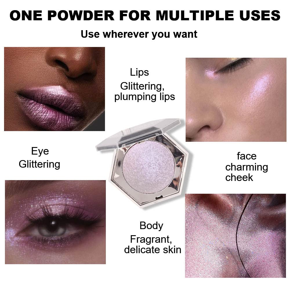Evpct Pink Mermaid Holographic Glitter Diamond Highlighter Makeup Palette For Face Iluminadores De Maquillaje Blush Bronzer And