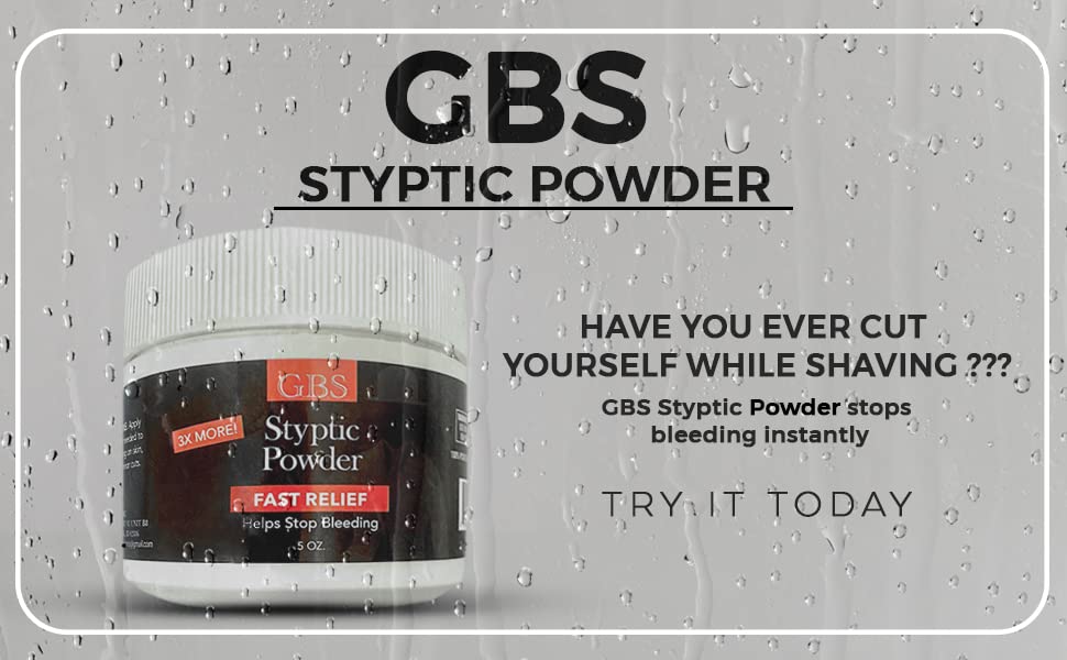 G.B.S Styptic Powder With Sealed Top + Scoop Quick Stop Bleeding, Nick Relief First Aid Useful For Minor Cuts, Nosebleeds, Campi