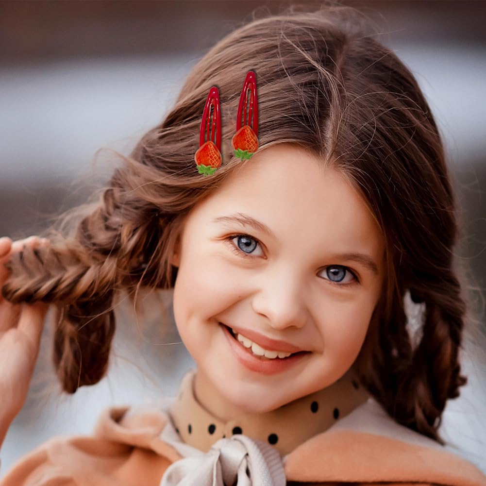 Kesvila 20 Pcs Strawberry Snap Hair Clips - Cute Hair Accessories for Girls & Women, Fruit Hair Barrettes in Strawberry A Color